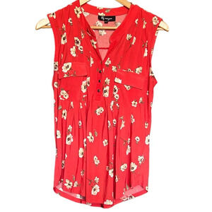 Lily Morgan Red Cut Floral Top – Size Medium